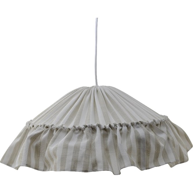 Lampa wisząca materiałowa w stylu prowansalskim w biało-beżowe pasy Costa